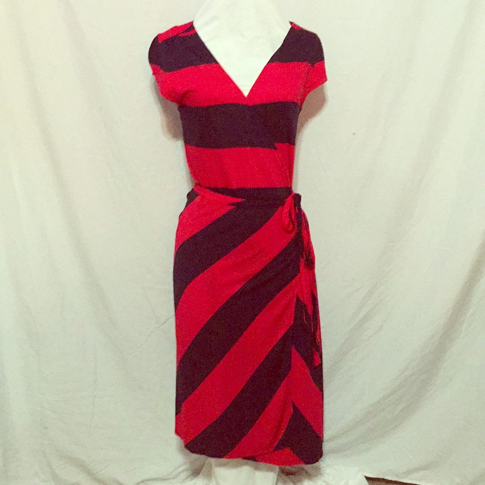 Red & Navy wrap dress